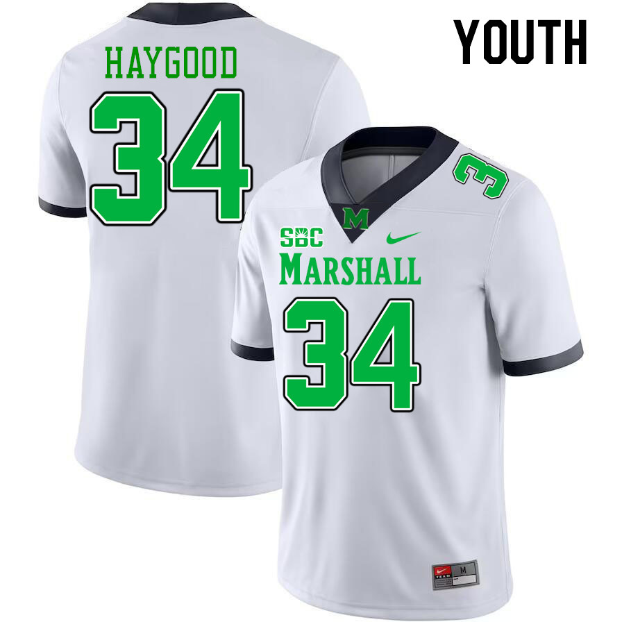 Youth #34 Mathis Haygood Marshall Thundering Herd SBC Conference College Football Jerseys Stitched-W